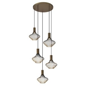 Binnenverlichting 5-lichts Asli zwart goud