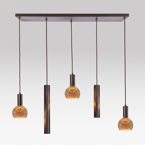 Binnenverlichting Nura 5 lichts hanglamp greige modern