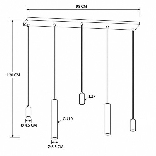 Binnenverlichting Nura 5 lichts hanglamp greige modern