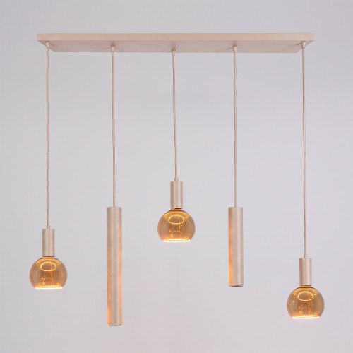 Binnenverlichting Nura 5 lichts hanglamp zand modern