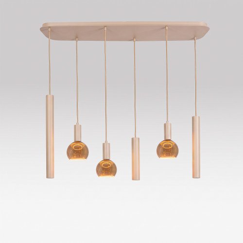 Binnenverlichting Lumi 6-lichts hanglamp zand modern