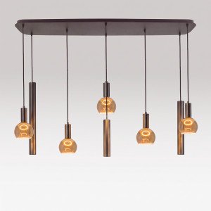 Binnenverlichting Lumi 8-lichts hanglamp greige modern