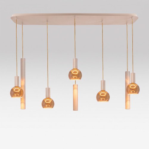 Binnenverlichting Lumi 8-lichts hanglamp zand modern