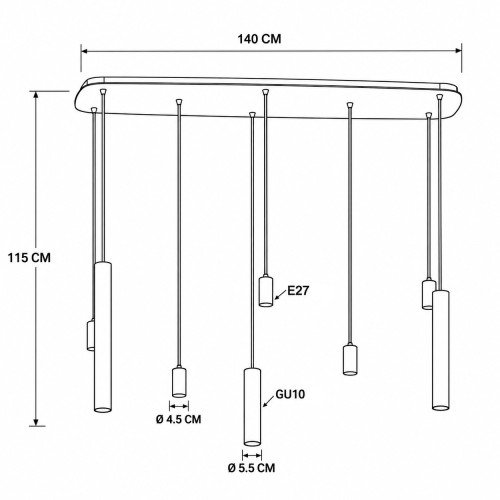 Binnenverlichting Lumi 8-lichts hanglamp zand modern