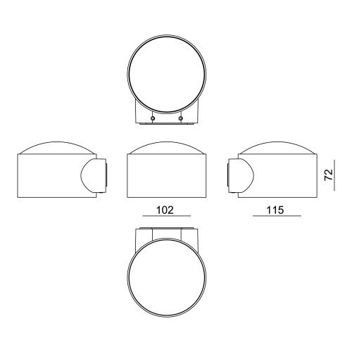 Champagne convex glazen venster modern wandlamp downlighter
