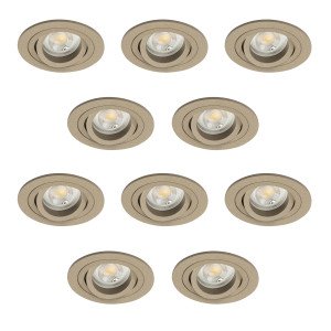 Set van 10 richtbare inbouwspots Lune Rond Champagne