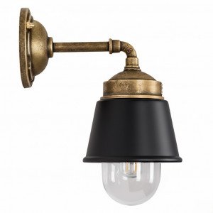 Industriële wandlamp Kostas 90 brons/zwart