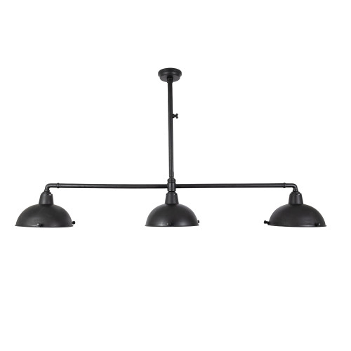 Industriële hanglamp Billiards 3 antique black | Nostalux.nl