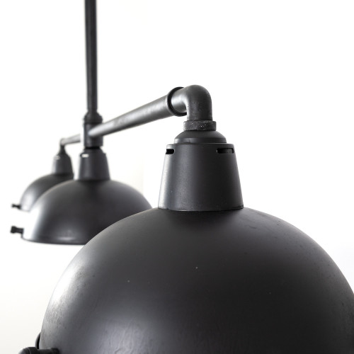 Industriële hanglamp Billiards 3 antique black | Nostalux.nl