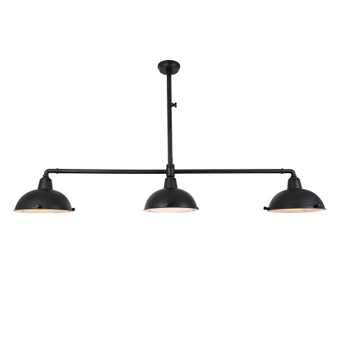 Industriële hanglamp Billiards 3 antique black | Nostalux.nl