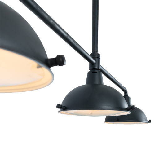Industriële hanglamp Billiards 3 antique black | Nostalux.nl