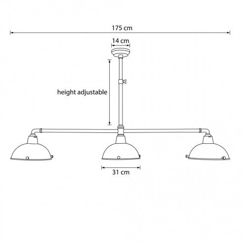 Industriële hanglamp Billiards 3 antique black | Nostalux.nl