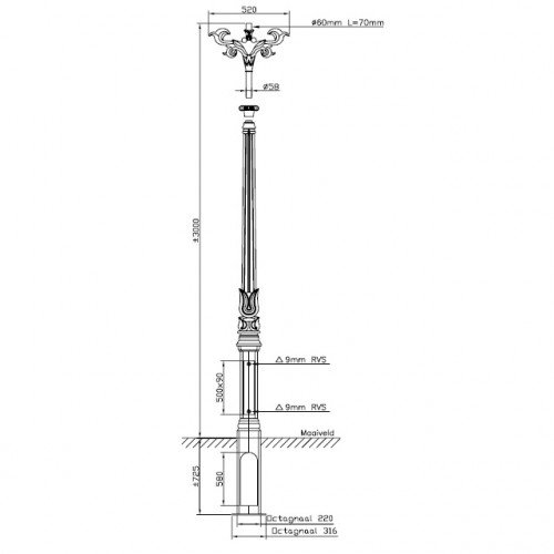 Lantaarn Holland XL - Buitenlamp vierkant roodkoper (5911-1449)