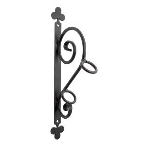 vlaggenstokhouder van ijzer in de kleur zwart met klaver bladeren