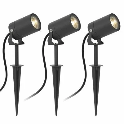 2 x SHINGA tuinspot voor buiten, IP65, stekker, antraciet, incl. GU10 LED lamp 630lm, warm wit