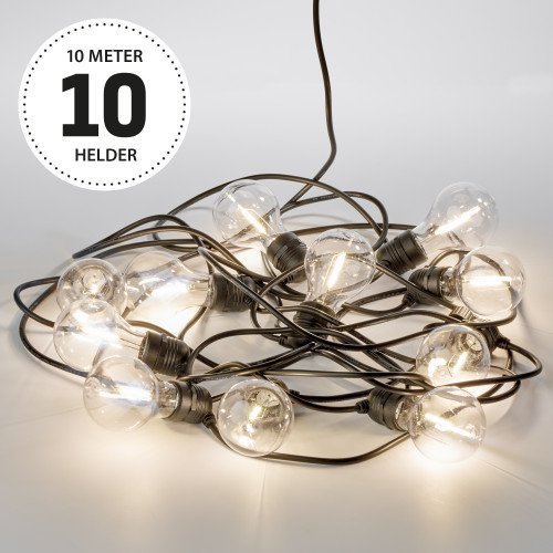 Lichtsnoer LED Party helder 10 meter met 15 Bolletjes gezellige tuinverlichting slinger