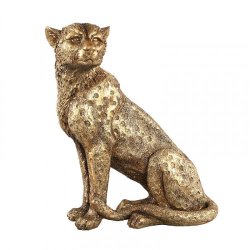 ptmd leopard gold poly sitting leopard statue luipaard
