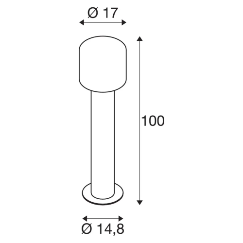 Ovalisk 100 antracietkleurige staande tuinlantaarn voor buiten met een GU10 fitting.