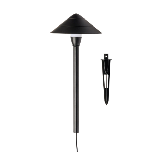Zwarte tuinlamp welke geschikt is voor buiten met laagspanning 12 volt buitenverlichting 
