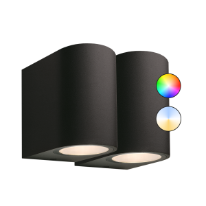 Zwarte buitenwandlamp welke geschikt is voor buiten met laagspanning 12 volt buitenverlichting