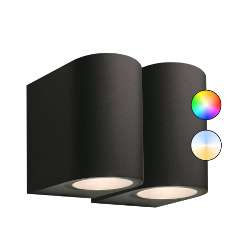Zwarte buitenwandlamp welke geschikt is voor buiten met laagspanning 12 volt buitenverlichting