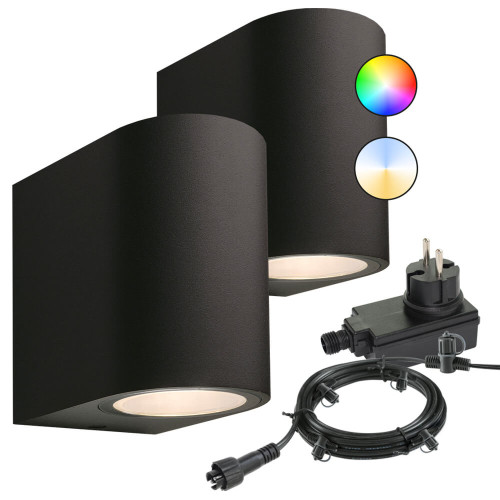 Zwarte buitenwandlamp welke geschikt is voor buiten met laagspanning 12 volt buitenverlichting