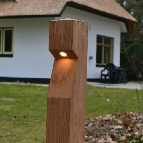 houten buiten terras lamp van eiken hout Oak inclusief led lamp duurzame buitenverlichting