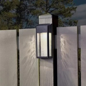 Wandlamp zwart op zonne energie, sfeerverlichting voor buiten, LED solar Wandlamp Zwart Solario, Nostalux solar buitenlamp