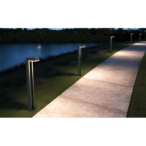 Rechthoekige moderne solar tuinlamp in de kleur antraciet