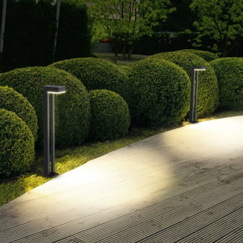 Rechthoekige moderne solar tuinlamp in de kleur antraciet