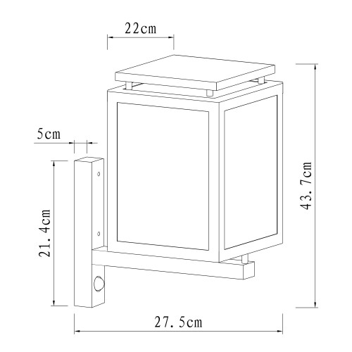 Buitenlamp De Vecht met bewegingssensor, buitenverlichting voor aan de wand, zwarte frame, helder glas, inclusief sensor