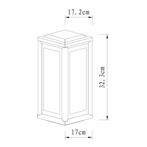 Buitenlamp box design met zwart frame wandlamp voor buiten met  vlakke achterzijde, reflector, helder glas merk KS Verlichting