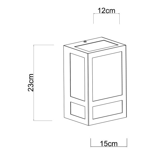 Wandlamp zwart voor buiten,  buitenlamp met zwart frame, helder glas, vlakke achterzijde, E27 fitting, urban stijl gevelverlichting