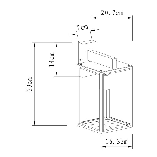 Buitenlamp zwart frame heldere beglazing moderne wandlamp voor buiten Soho hangend