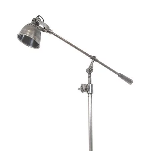 Industriële vloerlamp Archer antiek zilver