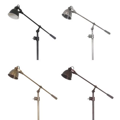 Industriële vloerlamp Archer antiek zilver