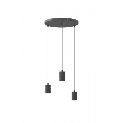 Lampen pendel van Calex in ronde vorm inclusief drie E27 fittingen in de stijl industrieel en in de kleur zwart