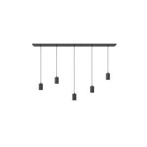 Lampen pendel van Calex in rechthoekige vorm inclusief vijf E27 fittingen in de stijl industrieel en in de kleur zwart