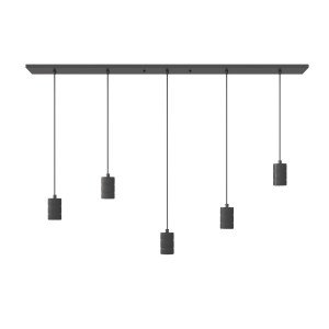 Lampen pendel van Calex in rechthoekige vorm inclusief vijf E27 fittingen in de stijl industrieel en in de kleur zwart