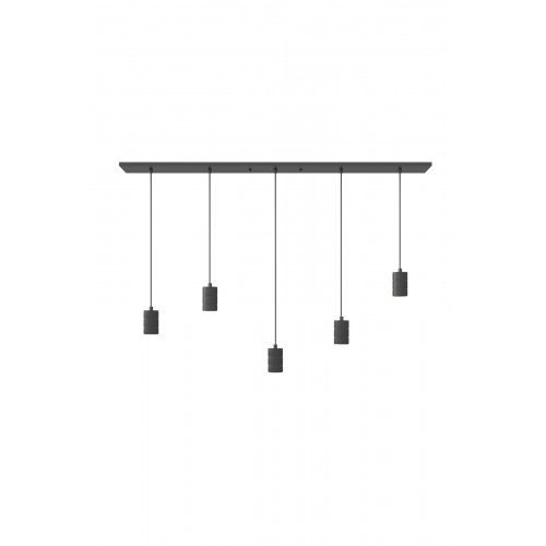 Lampen pendel van Calex in rechthoekige vorm inclusief vijf E27 fittingen in de stijl industrieel en in de kleur zwart