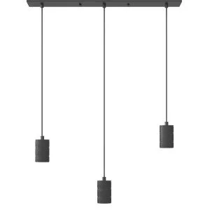 Lampen pendel van Calex in rechthoekige vorm inclusief drie E27 fittingen in de stijl industrieel en in de kleur zwart