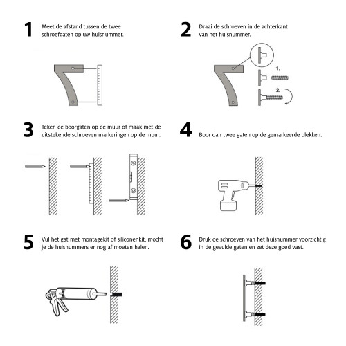 Huisnummer toevoeging Groot B - Blinde montage
