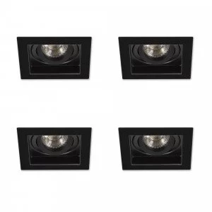 Inbouwspot set van 4 stuks met modern design vierkant frame en rond binnenwerk