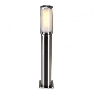 Tuinlamp van RVS rond met vierkanten voet in zilveren kleur