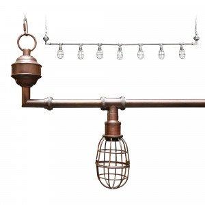 Industriële hanglamp Sandford antique dark brass 7-lights | Nostalux.nl