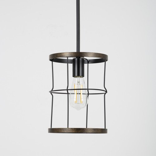 Benson hanglamp bronzen zwart metaal E27 85 cm slank design