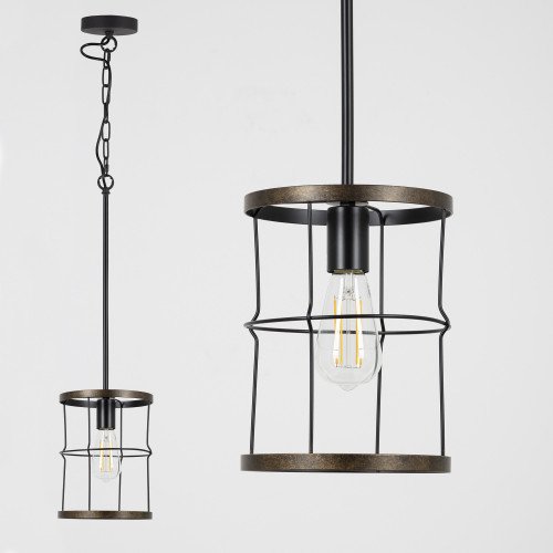 Benson hanglamp bronzen zwart metaal E27 85 cm slank design