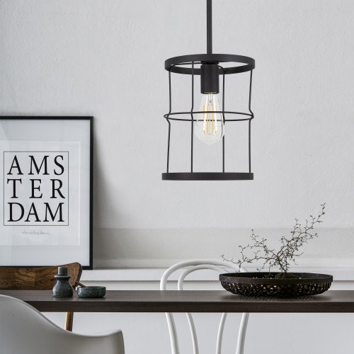 Benson hanglamp metaal zwart E27 industriële metalen lamp