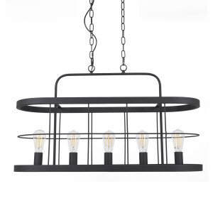 Benson 5 hanglamp zwart metaal 5×E27 industriële metalen lamp Benson 5 hanglamp zwart metaal 5×E27 industriële metalen lamp