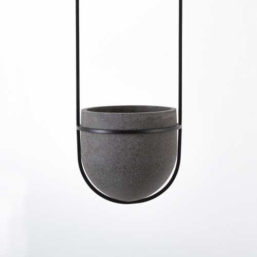 Pebble hanglamp zwart incl. plantenbakje